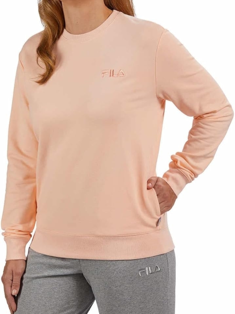 Fila Peach Crew Sweatshirt with Embroidered Logo